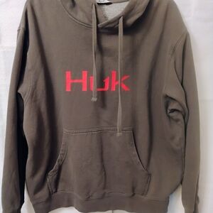 Huk Men's Brown Hoodie with Red Logo